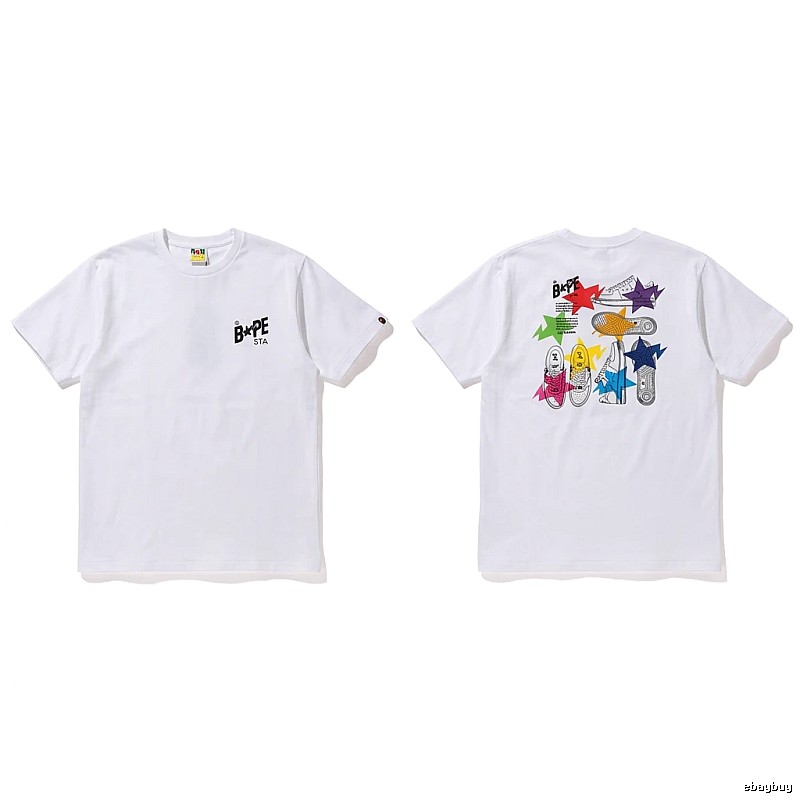 Bape Colorful Printed Style White T-shirt