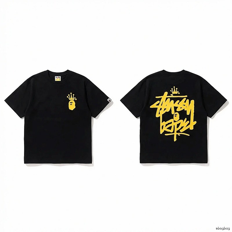 Bape Crown Graffiti Style Black T-shirt