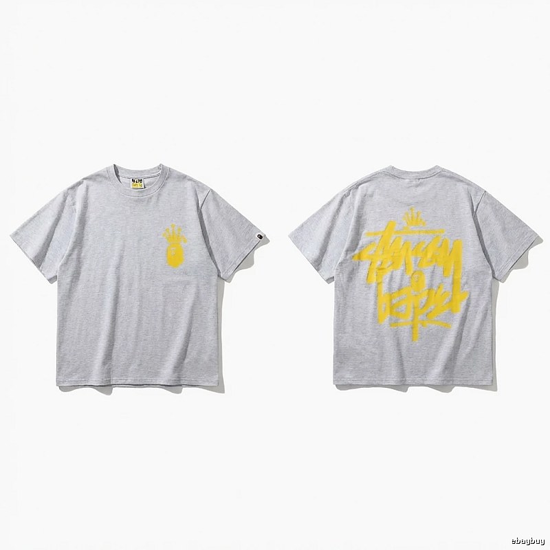 Bape Crown Trendy Brand Light Gray T-shirt