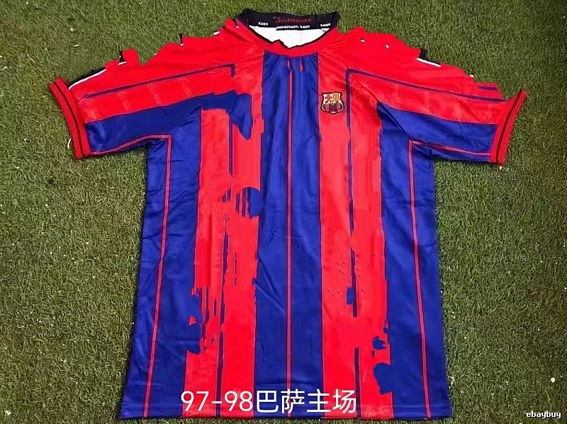 Barcelona Monogram Retro soccer jersey Blue Red Barcelona for Casual Outfits