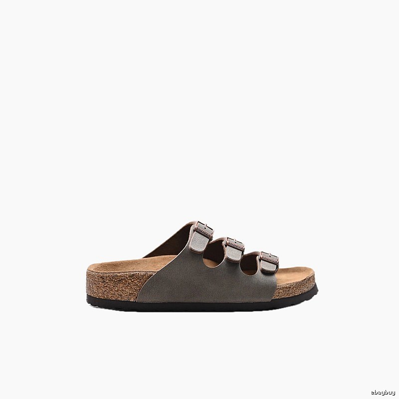 BIRKENSTOCK Three-Buckle Casual Grey Slides