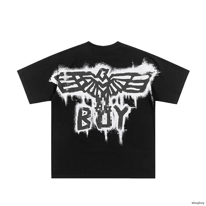 BOY Flying Eagle Graffiti Street Style Black Short-sleeve T-shirt