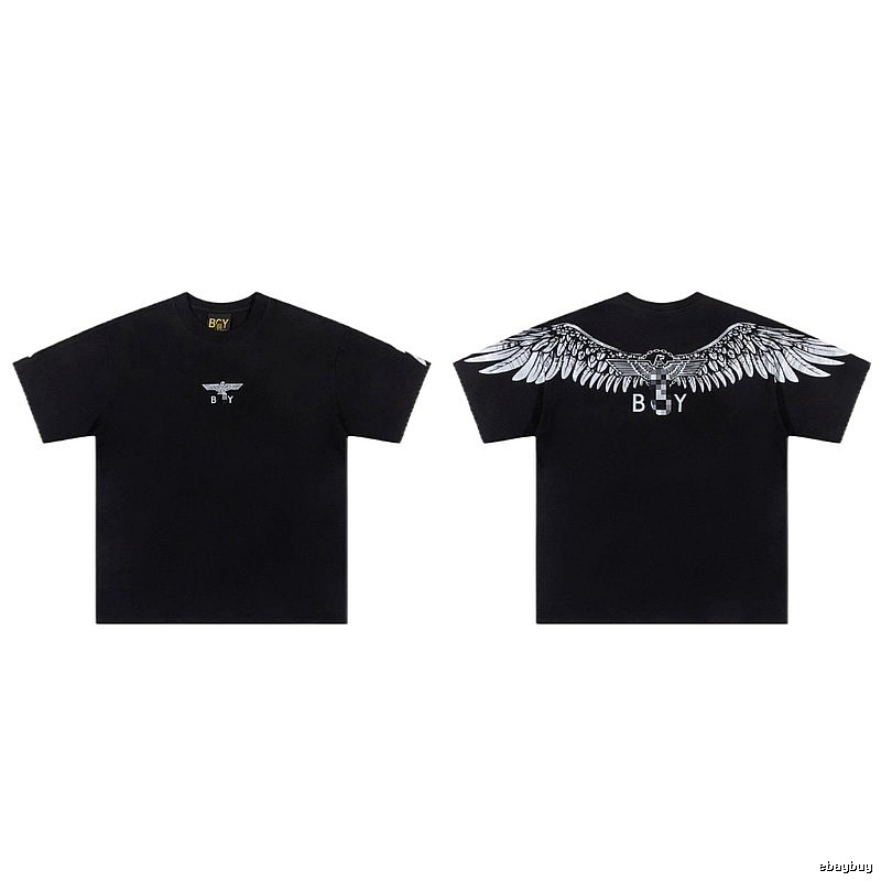 BOY Wing Print Street Style Black Short-sleeve T-shirt