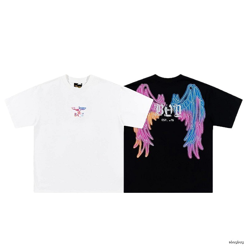 BOY Wing Print Street Style Gradient Short-sleeve T-shirt
