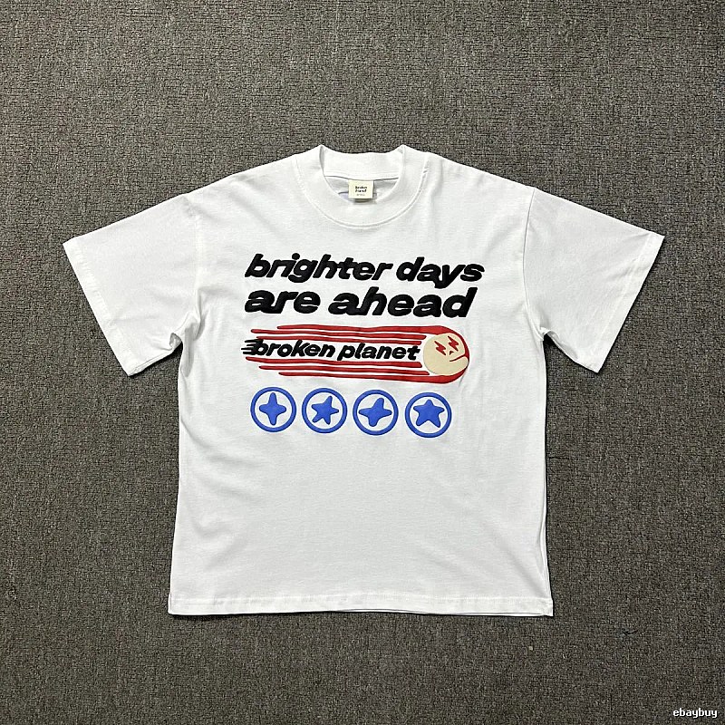 Broken Planet Resort Graphic T-shirt White Cotton Bold for Travel Looks