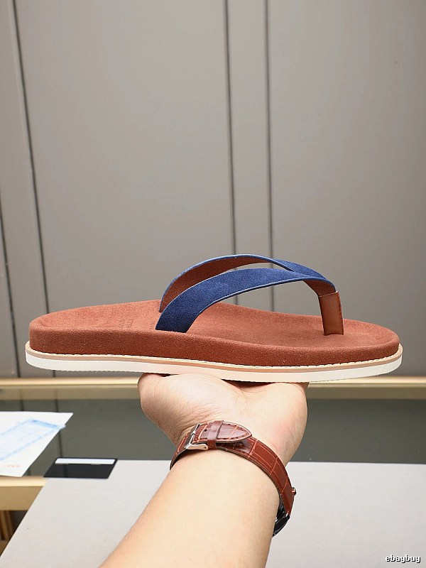Brunello Cucinelli Casual Brown and Blue Thong Sandals