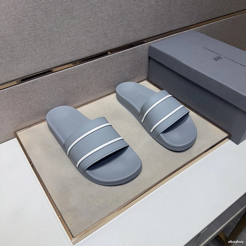 Brunello Cucinelli Casual-style Grey Slide Sandals