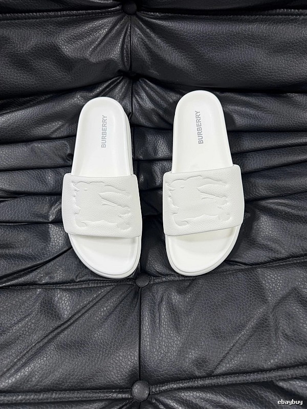Burberry Embossed Equestrian Knight Minimalist White Slides