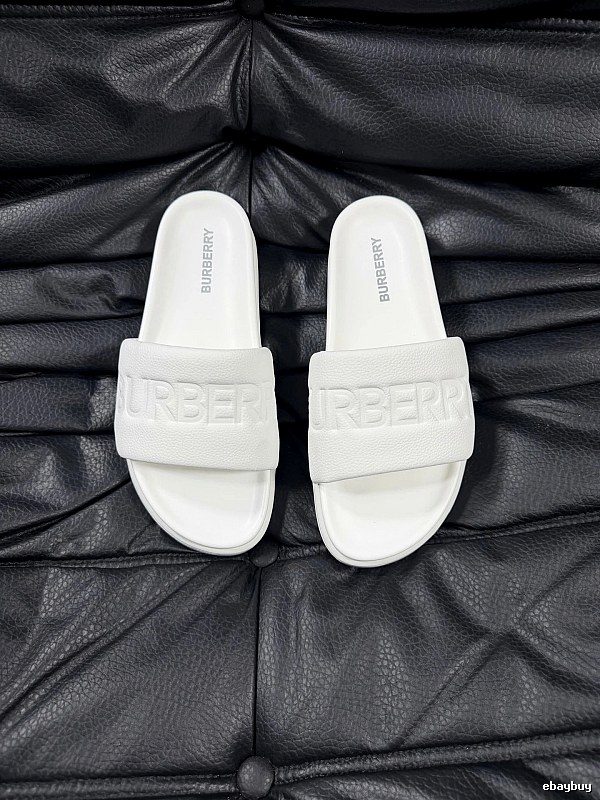Burberry Embossed Minimalist Style White Slides