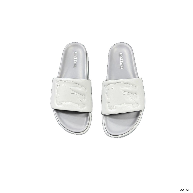 Burberry Equestrian Knight Light Luxury Style Light Grey Slides