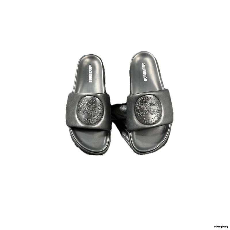 Burberry Knight-Embossed Minimalist Black Slide Sandals