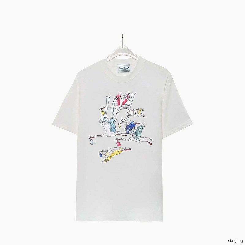 Casablanca Crane Print Wind White T-shirt