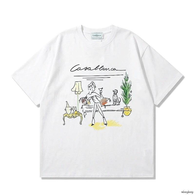 Casablanca Hand-painted Style White T-shirt