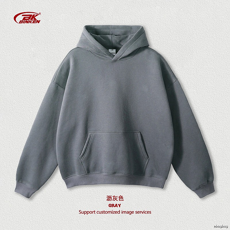 Casual Pullover hoodie Navy Blank Kangaroo for Streetwear Looks