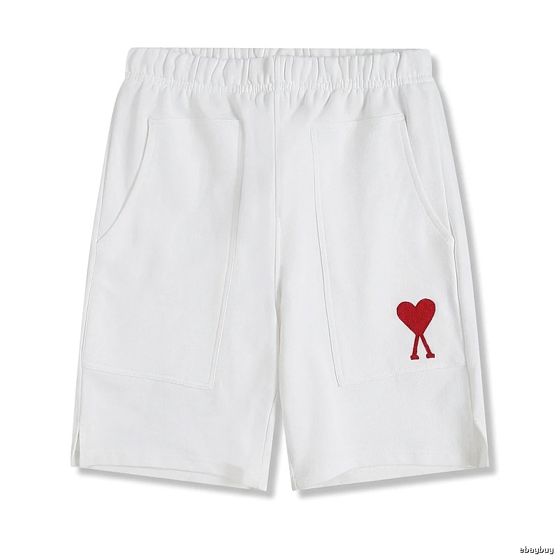 Casual white shorts with love embroidery