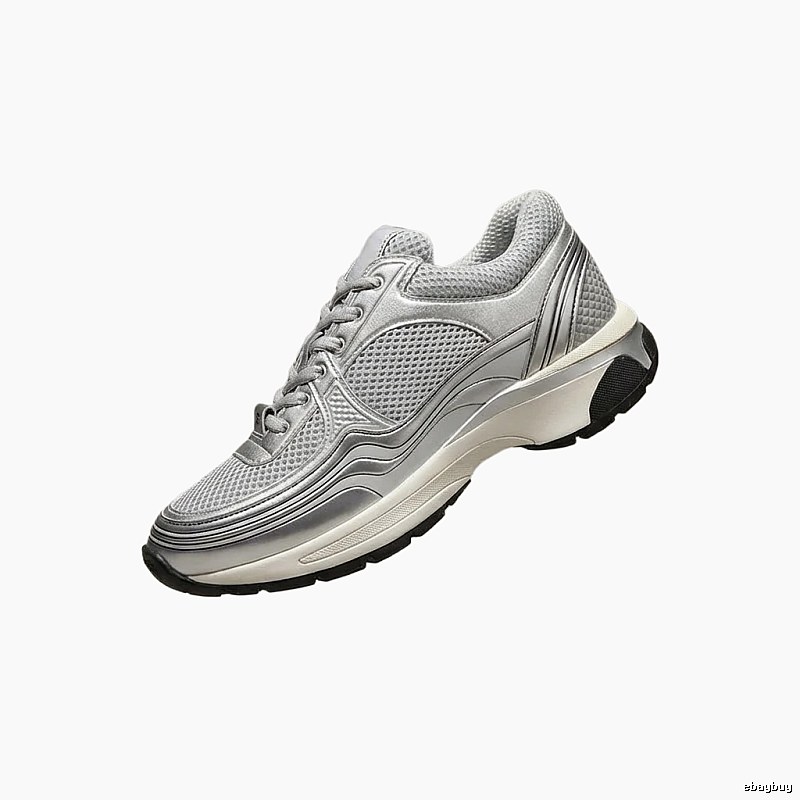 Chanel silver sporty running shoes