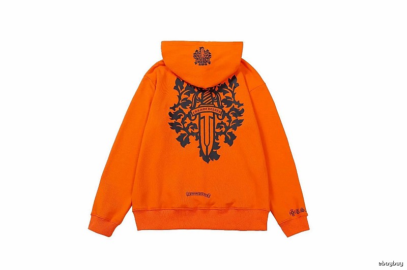 Chrome Hearts 2088-75 Orange Cross Graphic Hoodie Warm Weather