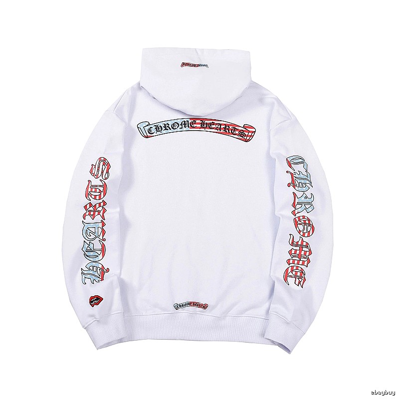 Chrome Hearts 2088-78 White Cross Graphic Hoodie Logo Detail