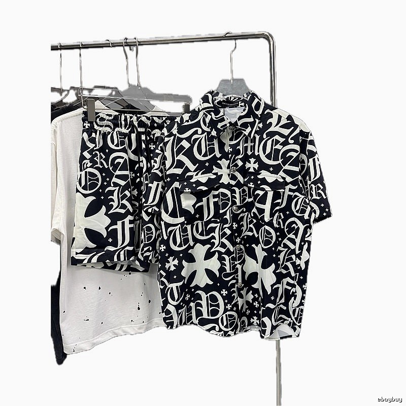 Chrome Hearts All-over Printed Gothic Style Black and White Set