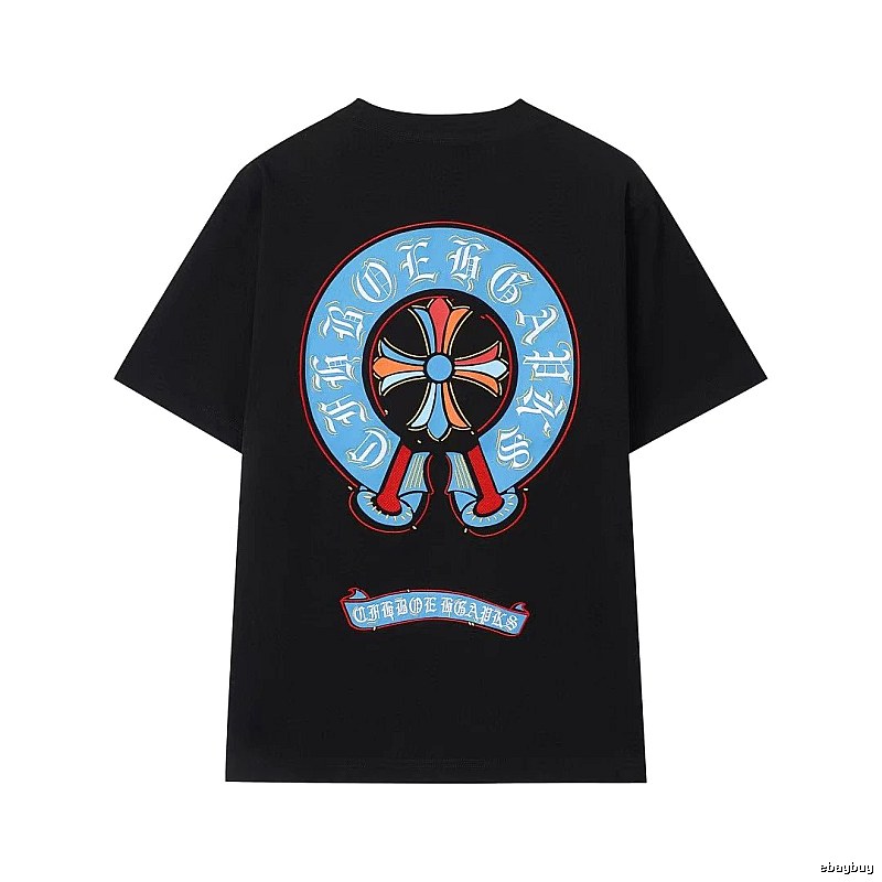 Chrome Hearts Colorful Cross Trendy Cool Style Black Short-sleeve T-shirt