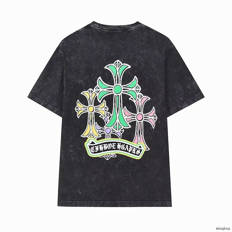 Chrome Hearts Colorful Cross Vintage Distressed Black T-Shirt