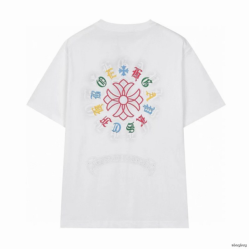 Chrome Hearts Colorful Embroidered Street Style White T-Shirt