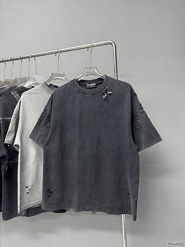 Chrome Hearts Cross Distressed Vintage Charcoal Black Short-sleeve T-shirt