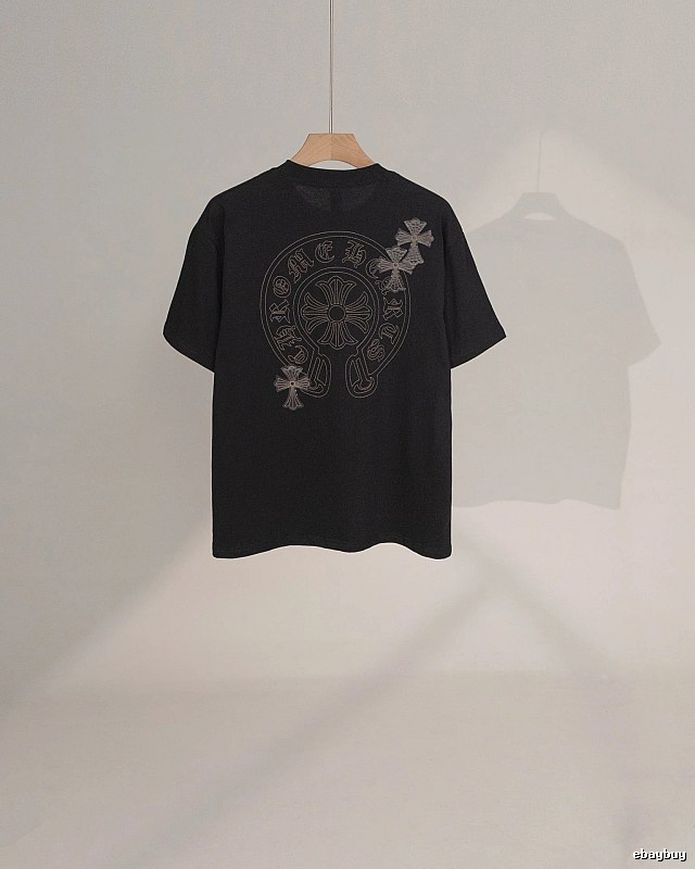 Chrome Hearts Cross Embroidered Street Style Black Short-Sleeve T-Shirt