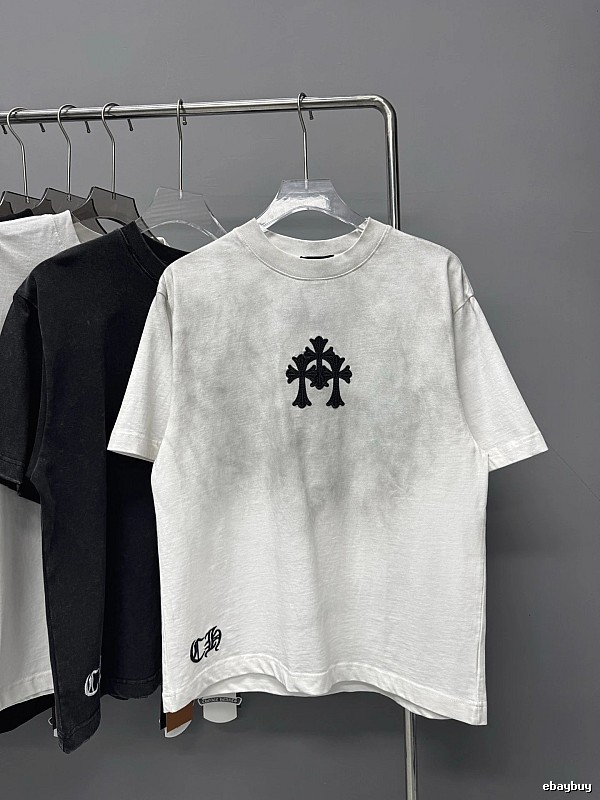 Chrome Hearts Cross Embroidered Street Style White T-shirt