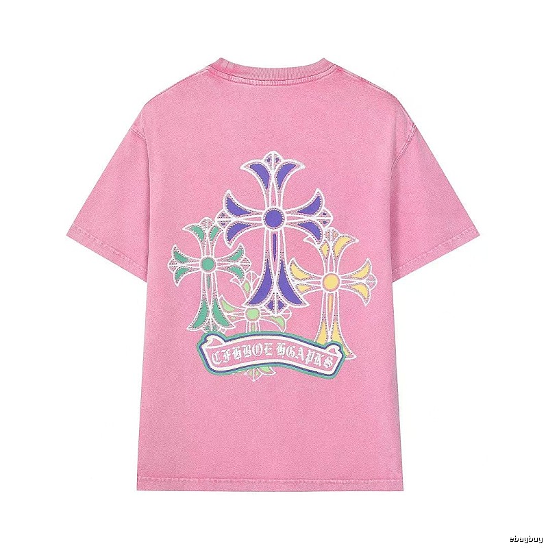 Chrome Hearts Cross Print Vintage-style Pink T-Shirt