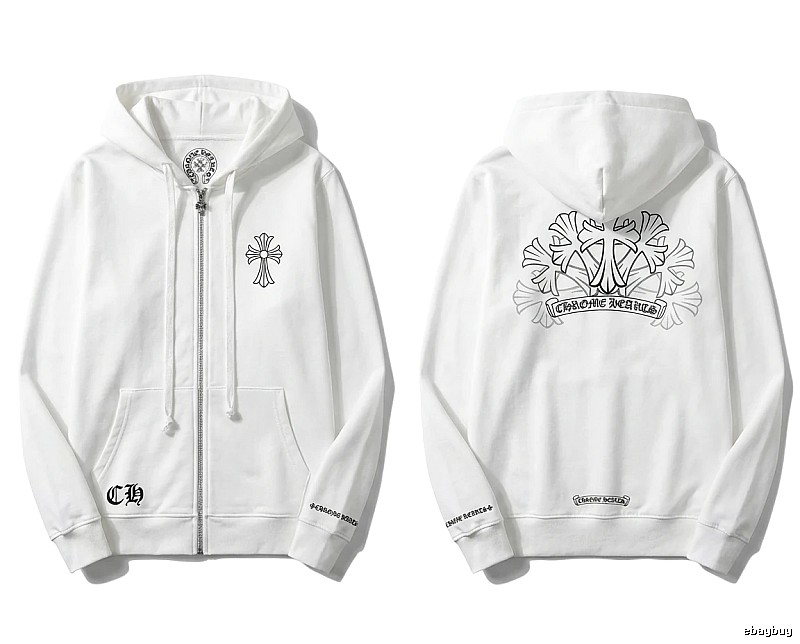 Chrome Hearts Cross Trendy and Cool Style White Sweatshirt