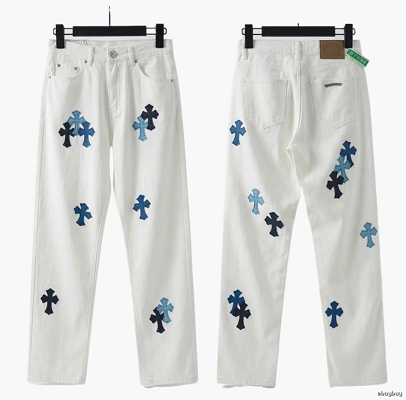 Chrome Hearts Cross Trendy Cool White Jeans