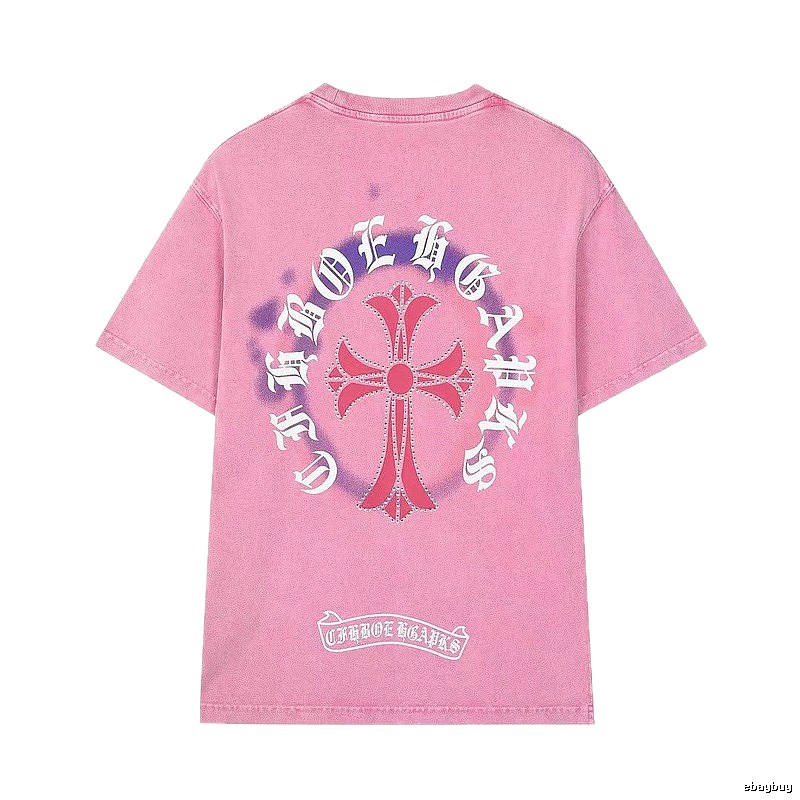 Chrome Hearts Cross Vintage Style Pink T-Shirt