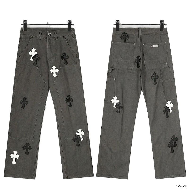 Chrome Hearts Cross Workwear Style Grey Pants