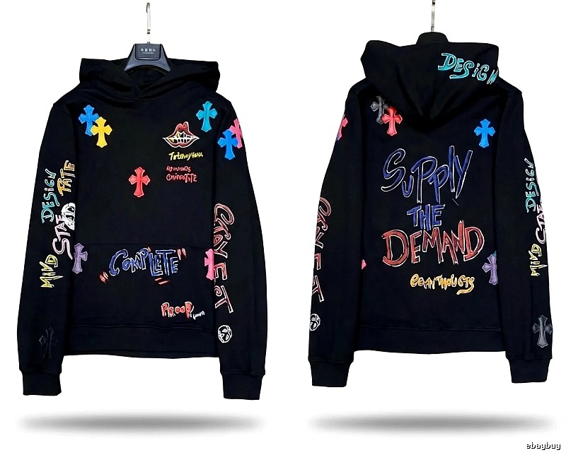 Chrome Hearts Graffiti Trendy Black Hoodie
