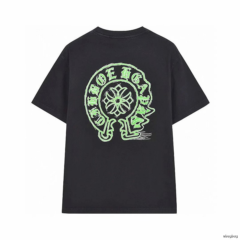 Chrome Hearts Horseshoe Print Street Style Black & Green Short-Sleeve T-Shirt