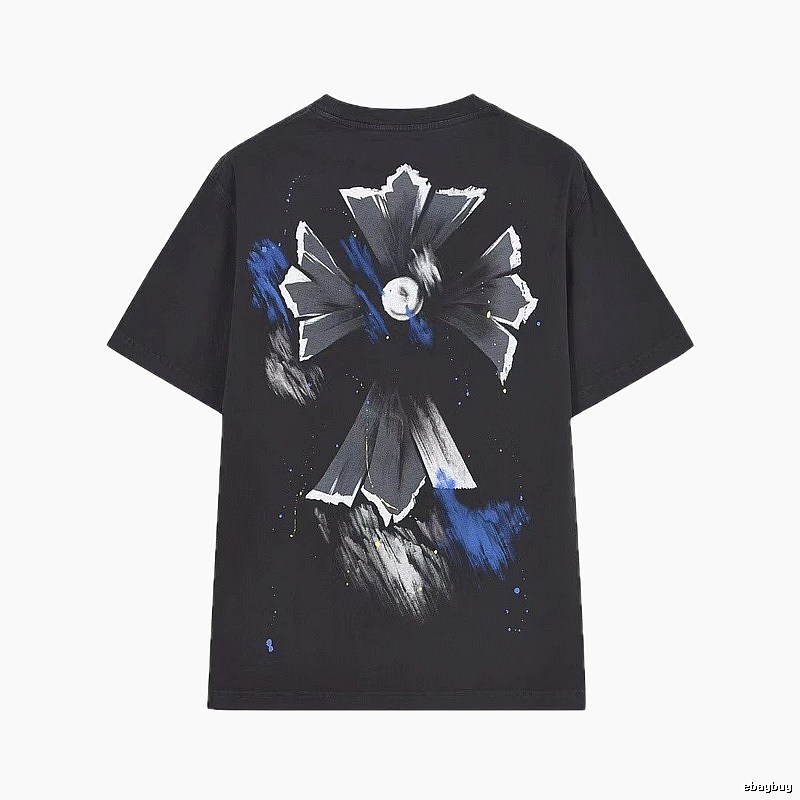 Chrome Hearts Ink-splattered Cross Street Style Black T-shirt