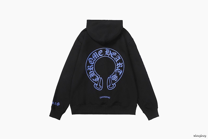 Chrome Hearts Logo Detail Cross graphic hoodie Black Blue Cross with Functional Detail