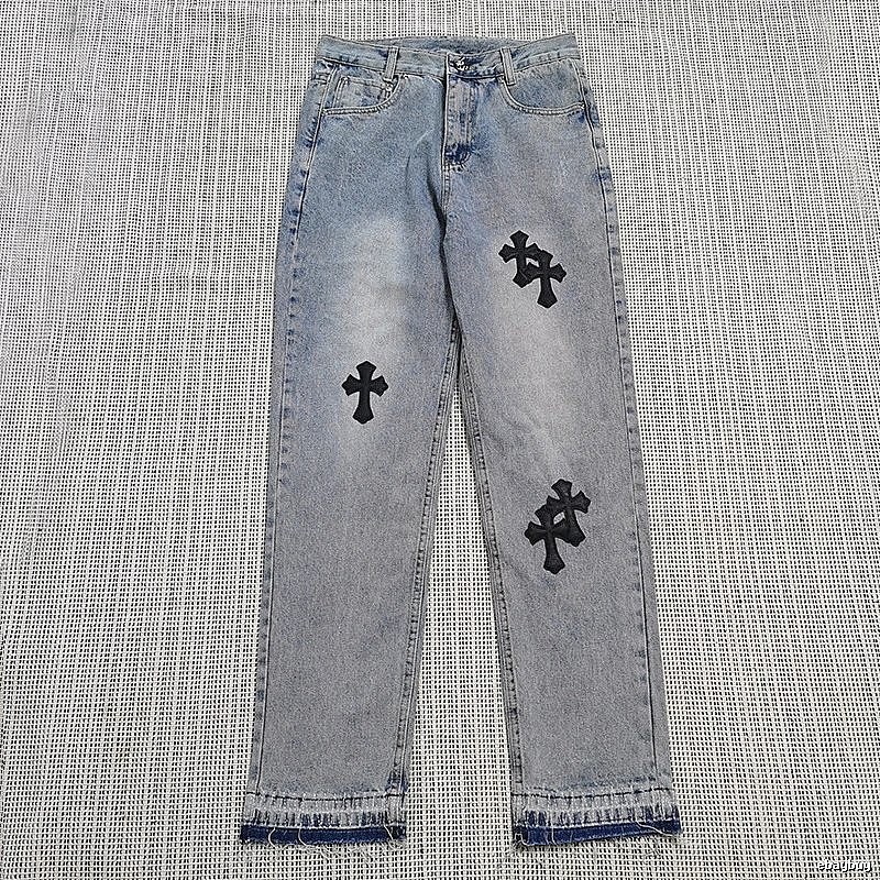 Chrome Hearts Monogram Cross patch jeans White Jeans Black for Layered Styling