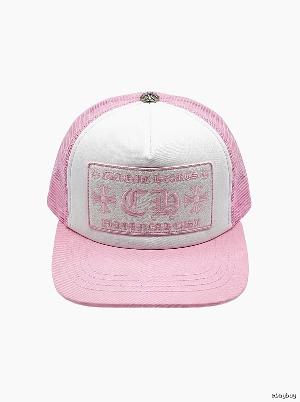 Chrome Hearts Pink and White Patchwork Trendy Hat