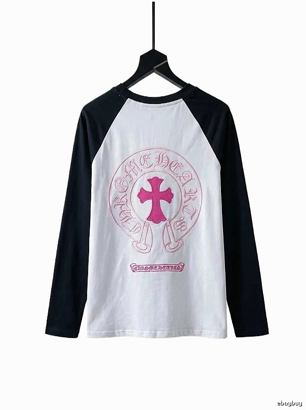 Chrome Hearts religious style pink and white spliced shirt