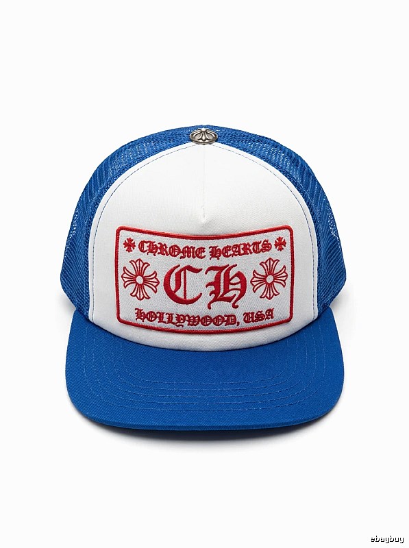 Chrome Hearts Retro Style Blue and White Hat