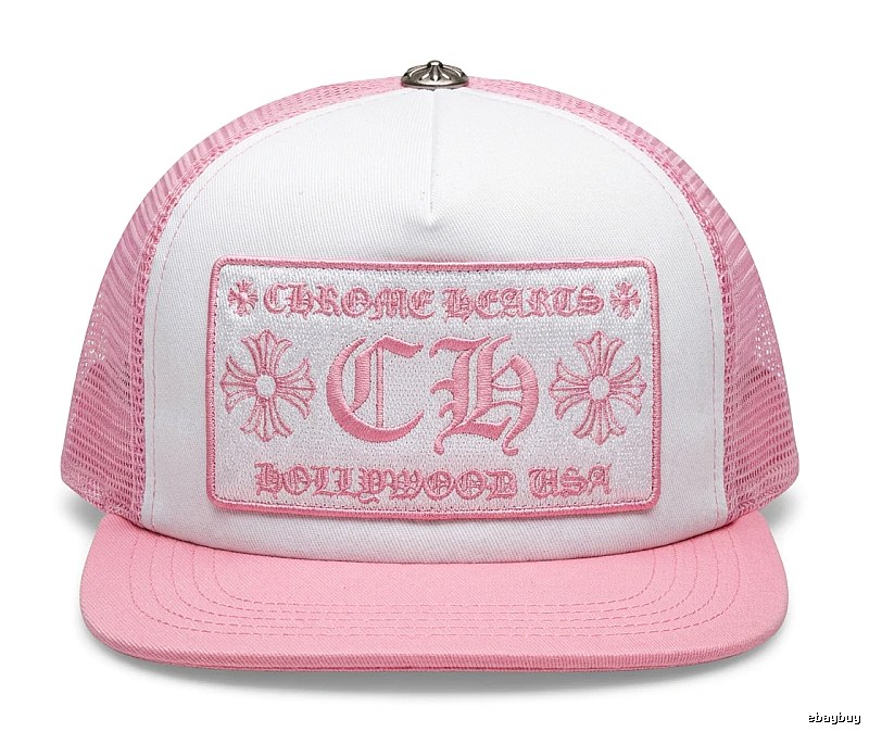 Chrome Hearts Retro Style Pink and White Hat