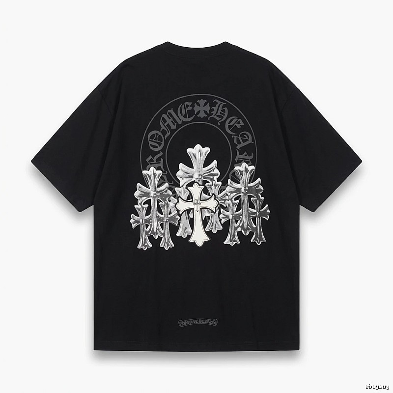 Chrome Hearts Silver Cross Black T - Shirt