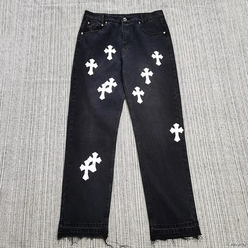 Chrome Hearts Travel Cross patch jeans White Jeans Black with Modern Look