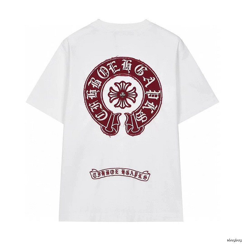 Chrome Hearts Vintage Style White T-shirt with Horseshoe Embroidery