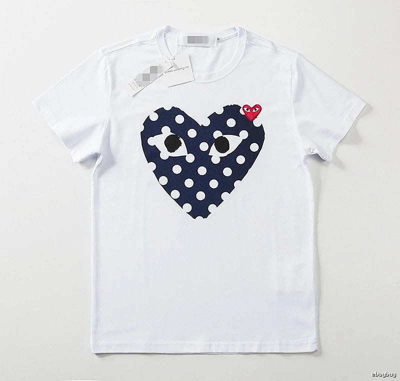 Comme des Garcons PLAY 2021-17 Blue Style 2117 Heart Logo T-Shirt Weekend Wear