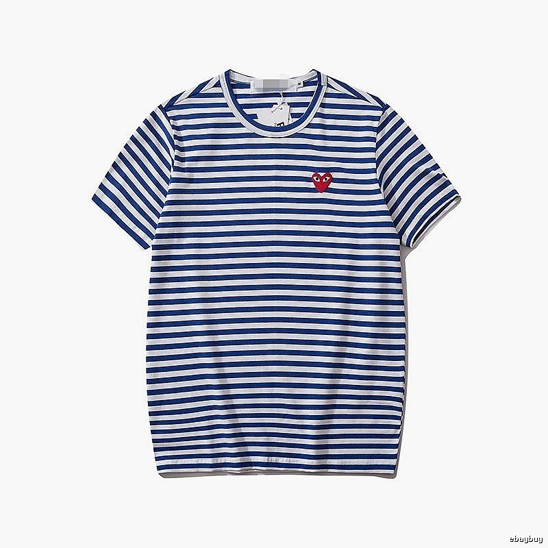 Comme des Garcons PLAY 2021-94 Blue Style 2194 Heart Logo T-Shirt Modern Fit