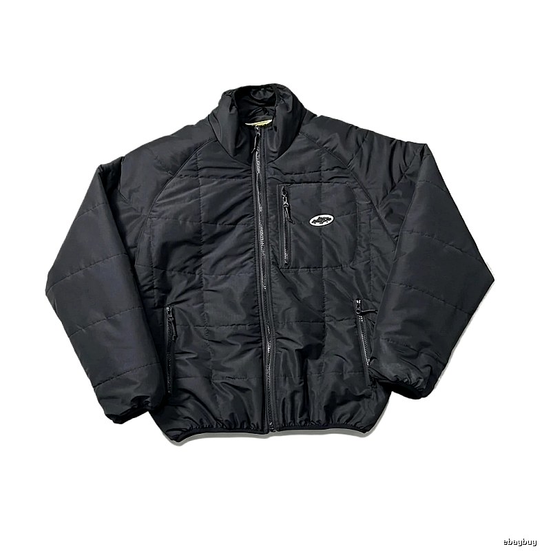 Corteiz black minimalist style cotton-padded jacket