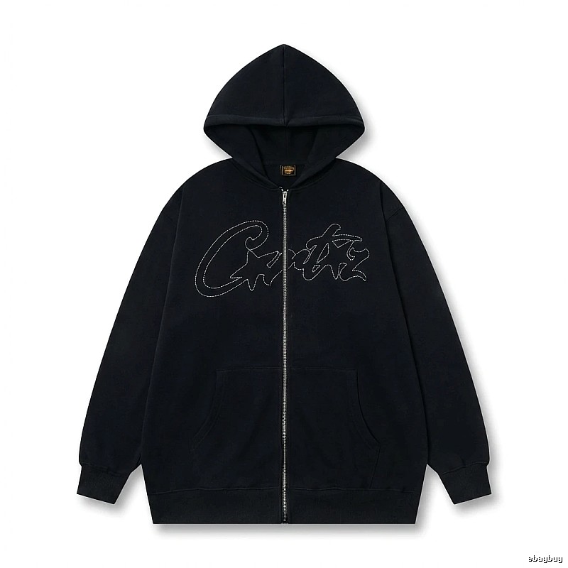 Corteiz minimalist style black hoodie